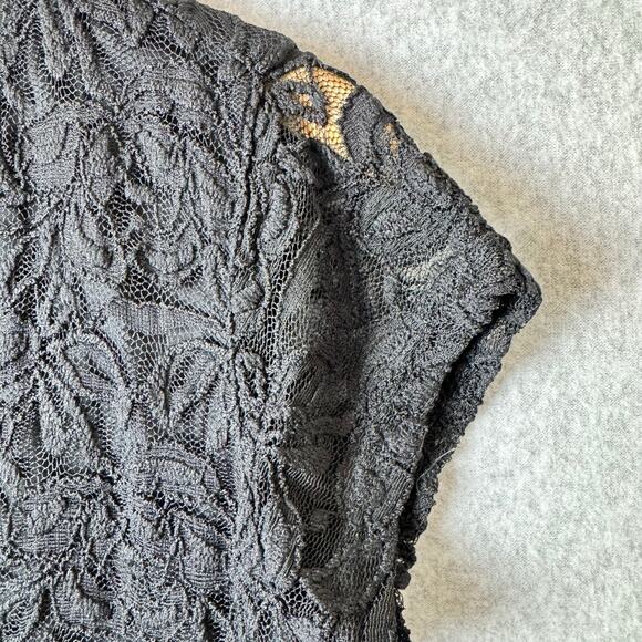 Guess Black Lace Top Women’s XL Wrap Stretch Floral Witchy Romantic Boho Y2K - Picture 5 of 11